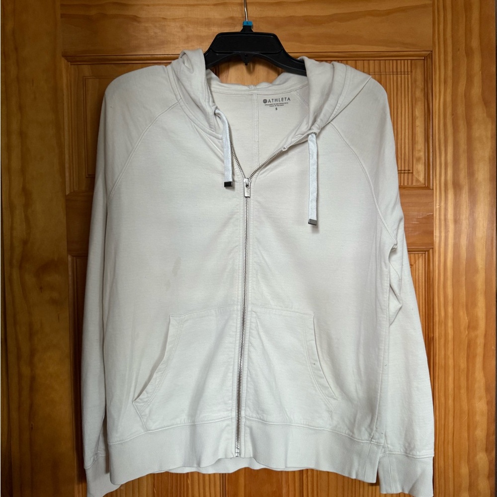 Athleta Cream Zip-Up Hoodie